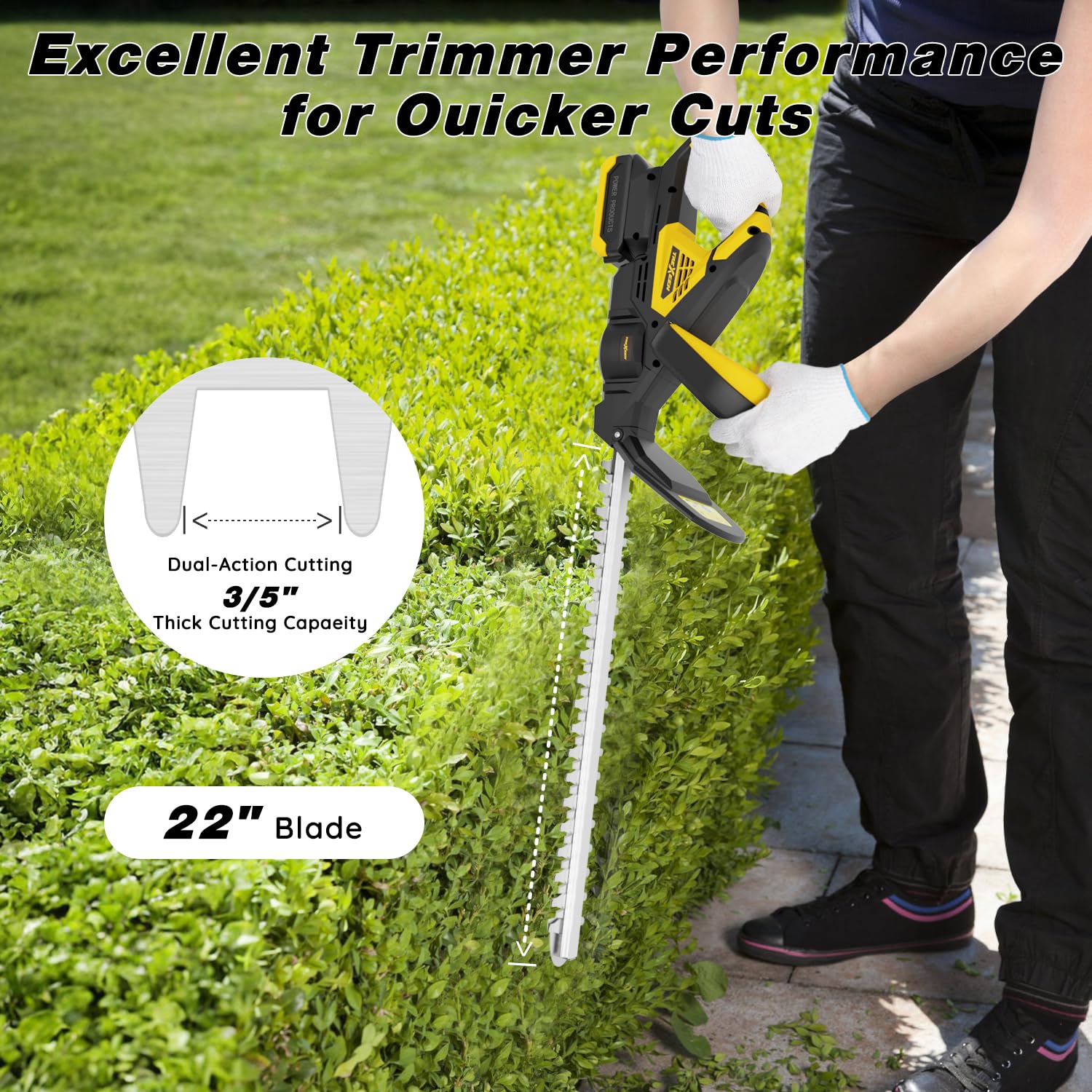 TREXEEN hedge trimmer brushless motor delivers up to 1600rpm