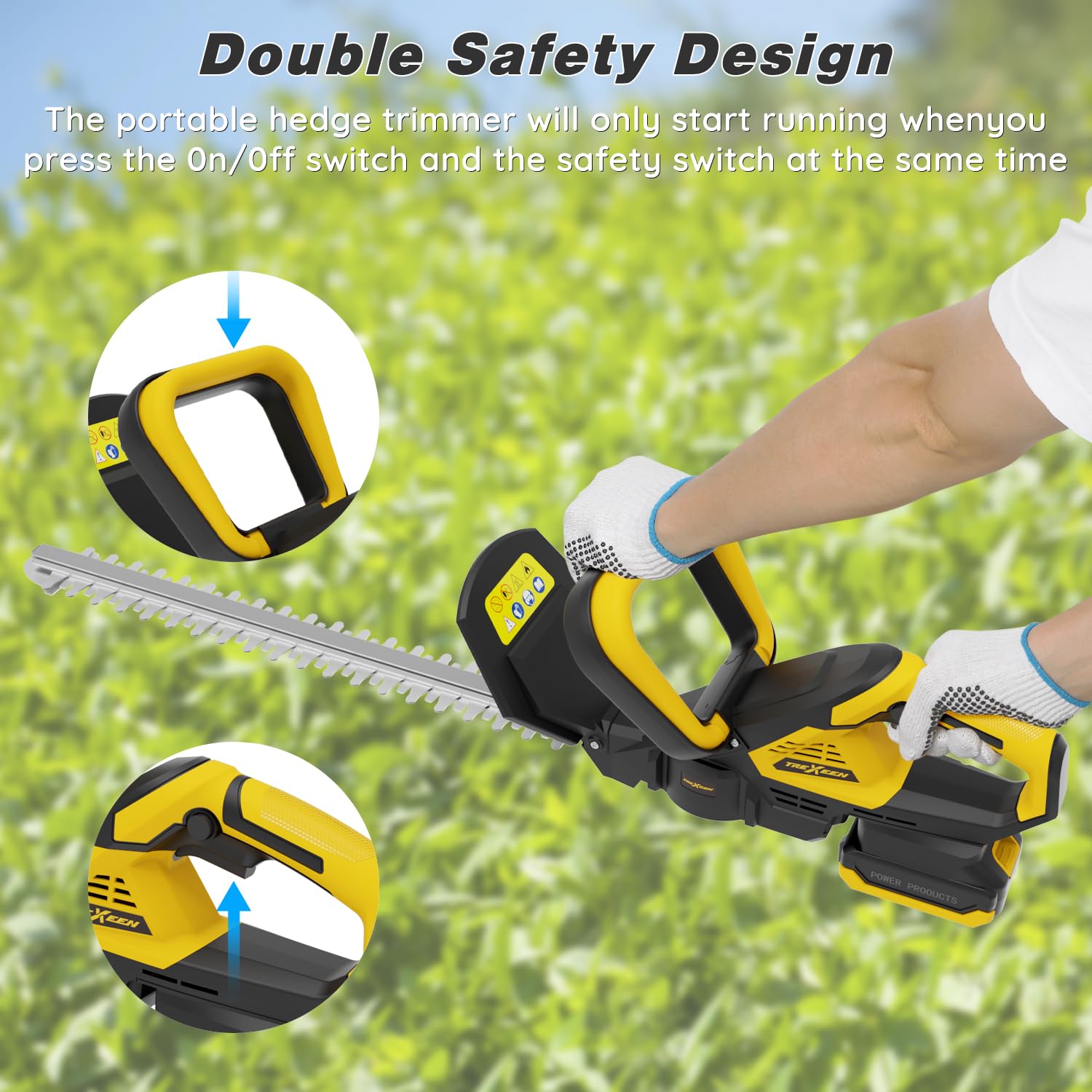 TREXEEN hedge trimmer weighs 4.8 pounds for easy handling