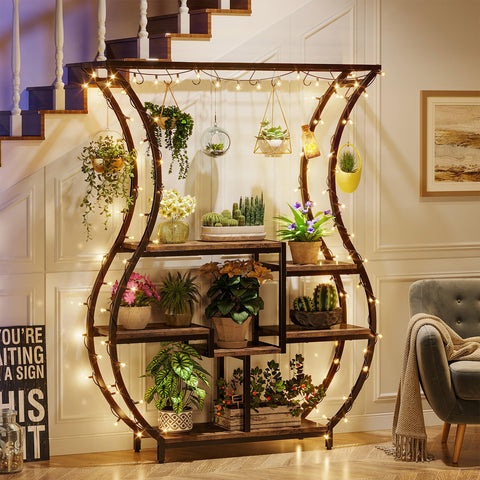 Tribesigns vase-design plant rack adds a unique focal point while keeping pots organized.