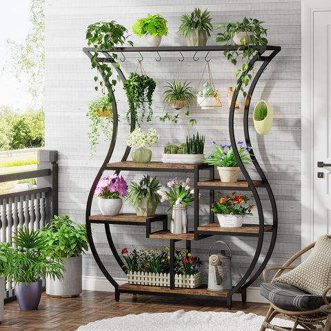 Tribesigns 6-tier plant stand vase design showcases indoor greenery with stylish organization.