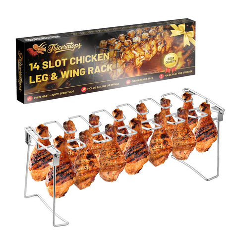 Triceratops chicken leg and wing rack 14 slots for even cooking outdoors
