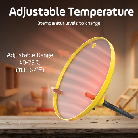 TRIOCOTTAGE Chick Heat Plate side angle highlights temperature adjustment for growth.