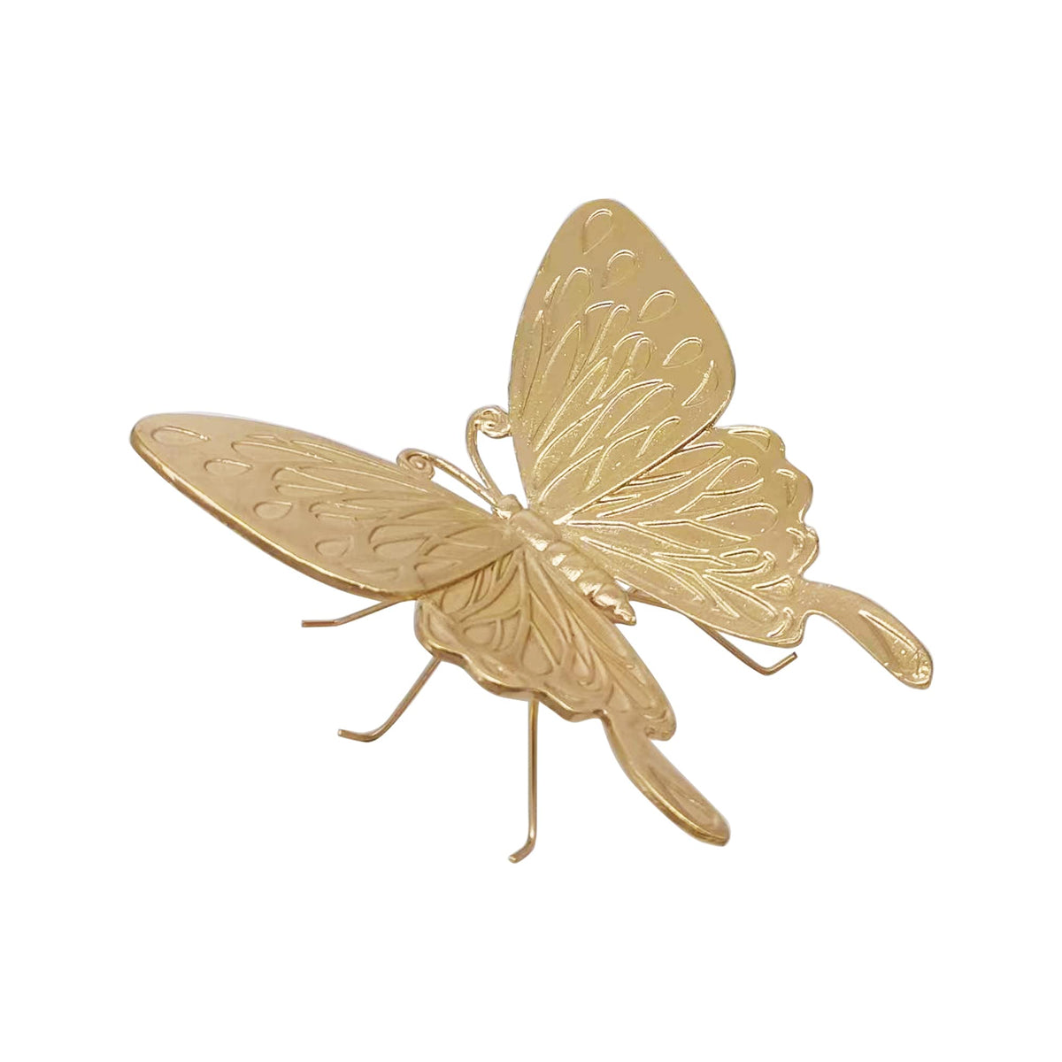 Tricune gold butterfly sculpture, side profile, elevates desk decor with vintage charm.
