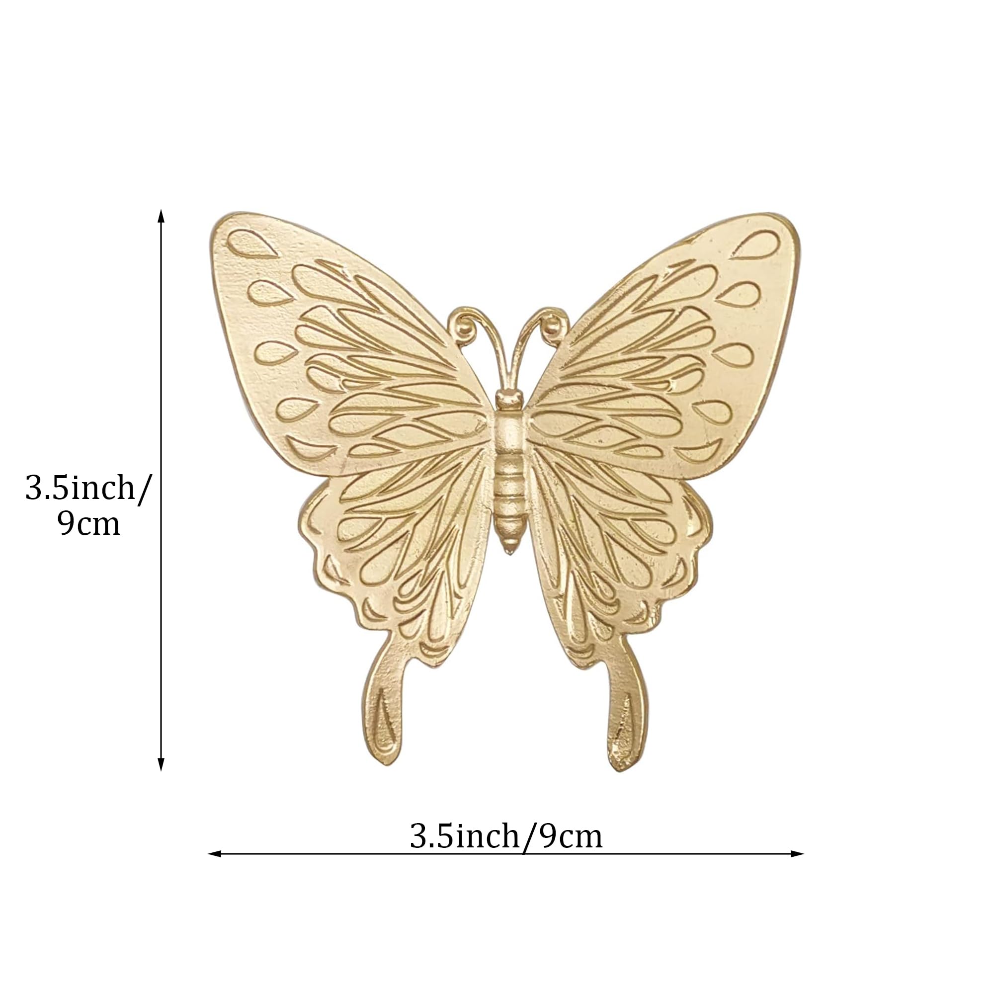 Tricune gold butterfly sculpture, top-down view, creates a refined shelf accent.