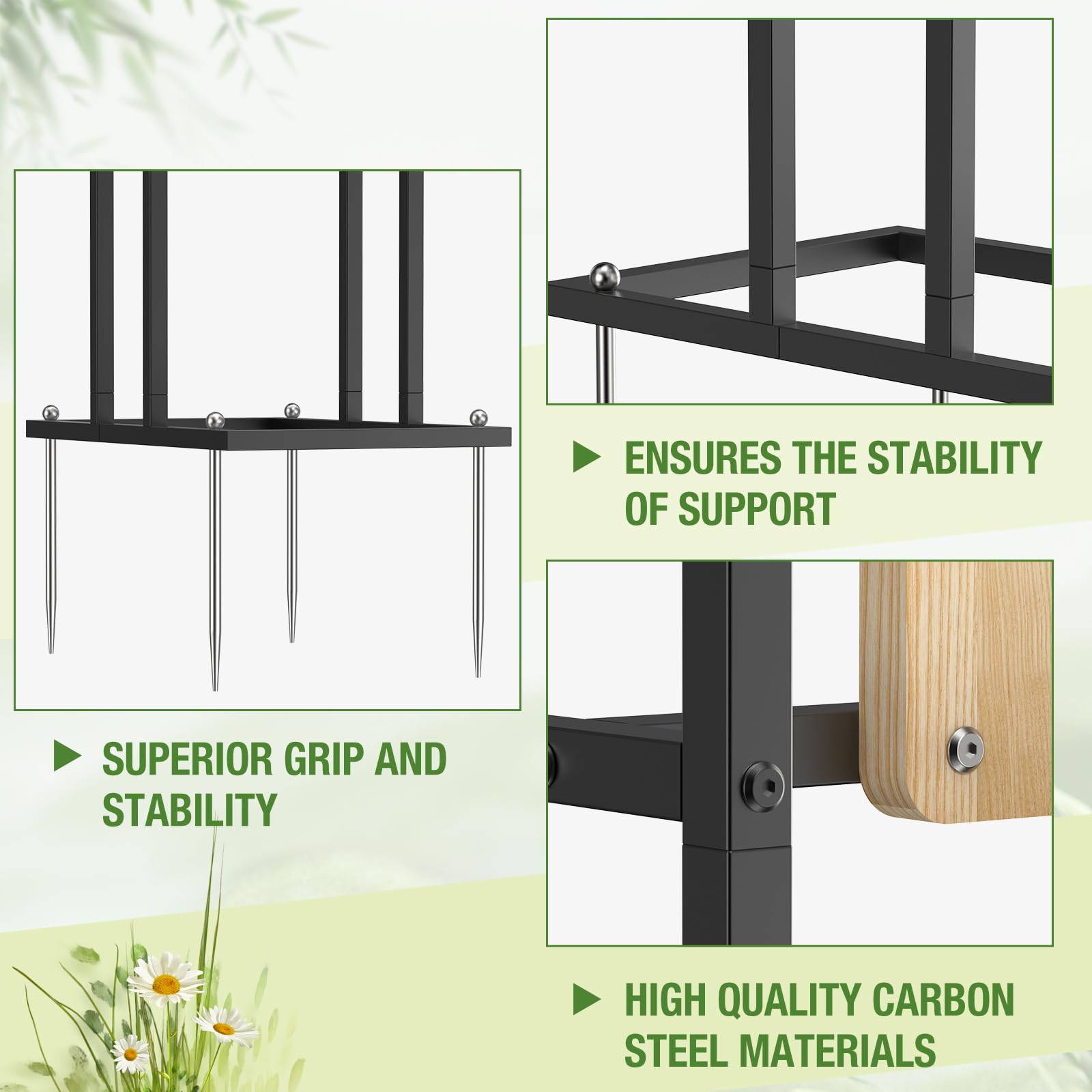 Trieez freestanding hose stand on a patio for convenient access.