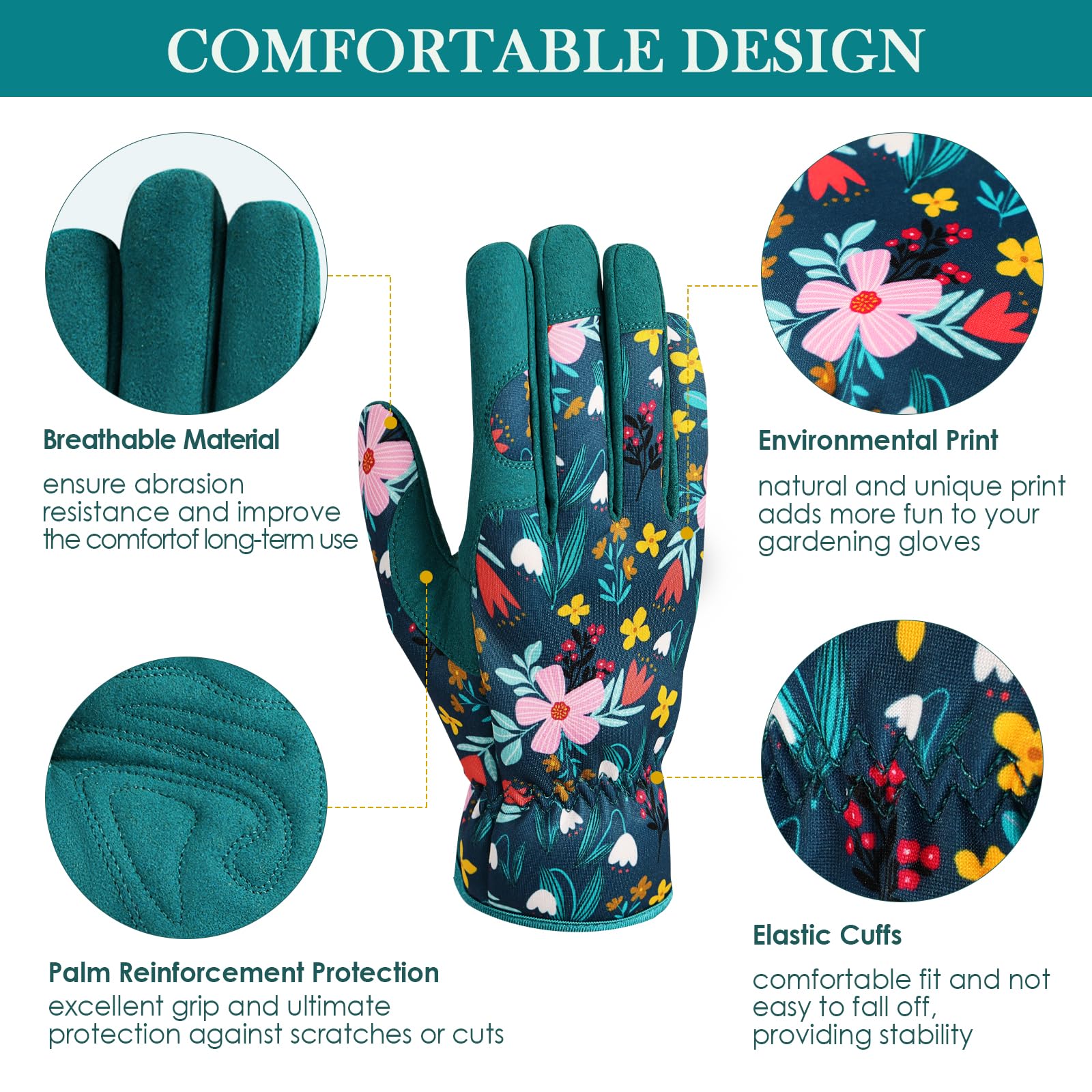 Elastic wrist fit provides snug and secure wear with these gloves