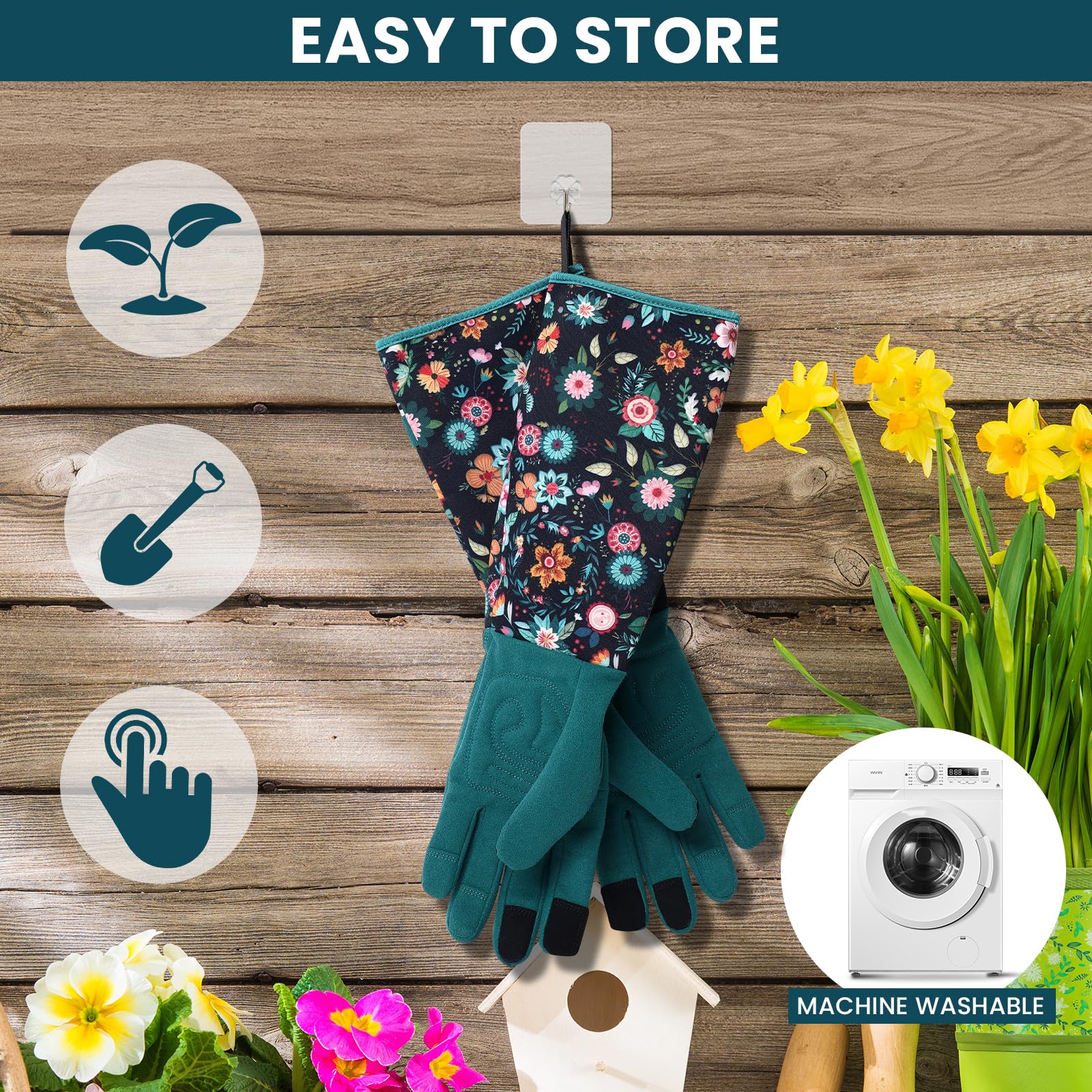 Trifabricy garden gloves elastic wrists prevent dirt intrusion during long sessions
