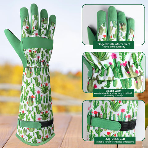 Trifabricy extended-cuff gloves cover forearms to shield against scratches