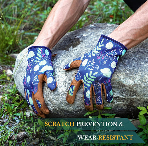 Trifabricy gloves palm grip design enhances tool handling for digging and pruning tasks.