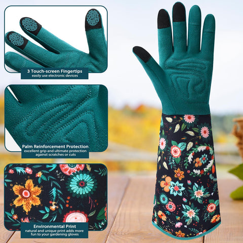 Trifabricy leather palm gloves provide puncture-resistant grip during yard tasks