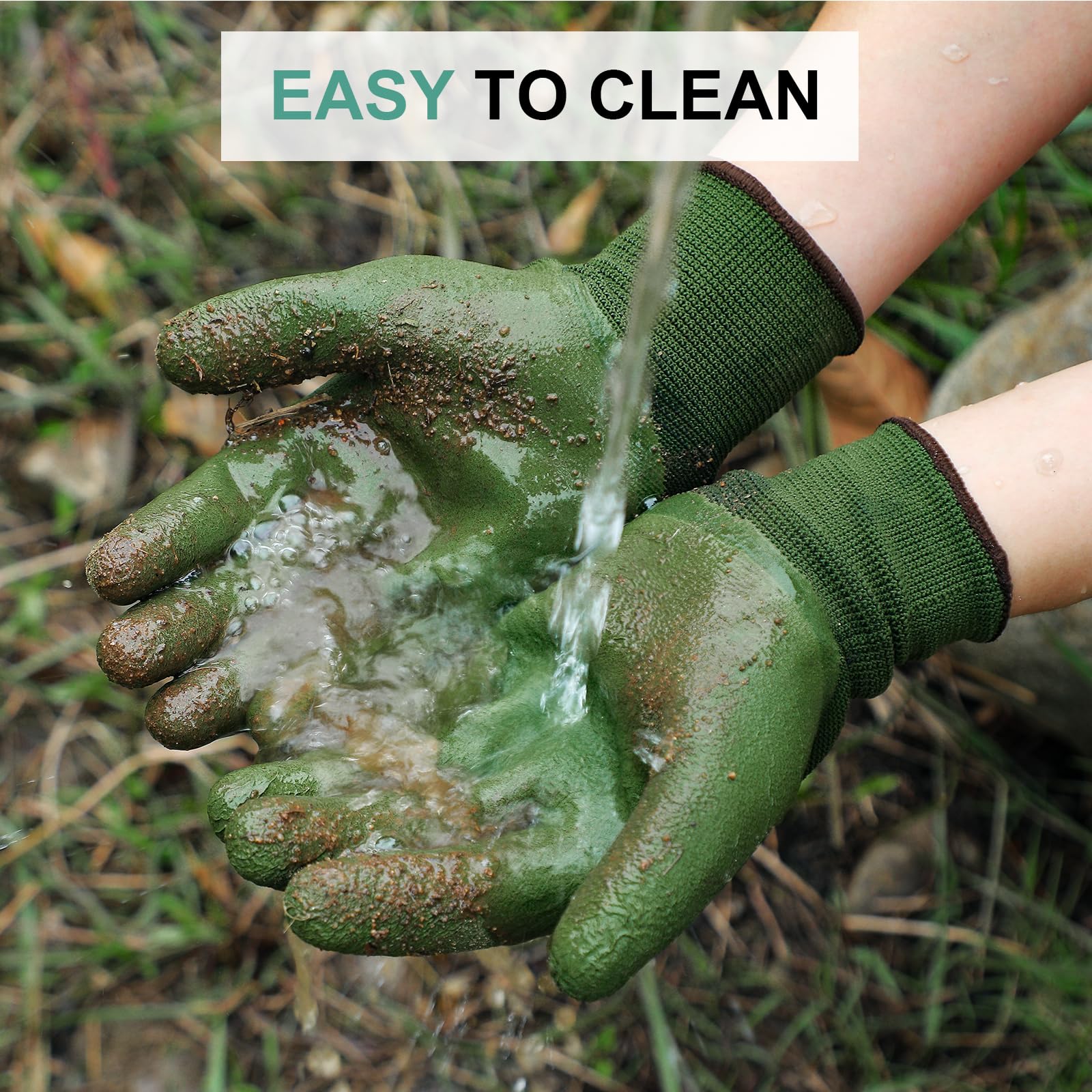 Trifabricy gloves providing secure grip while weeding and pruning.
