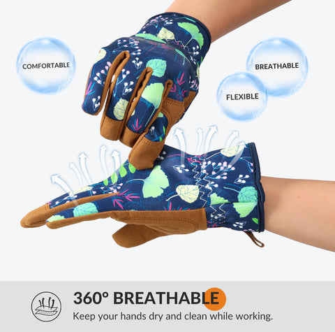 Trifabricy thorn-proof gloves protect fingers during trimming and weed removal.
