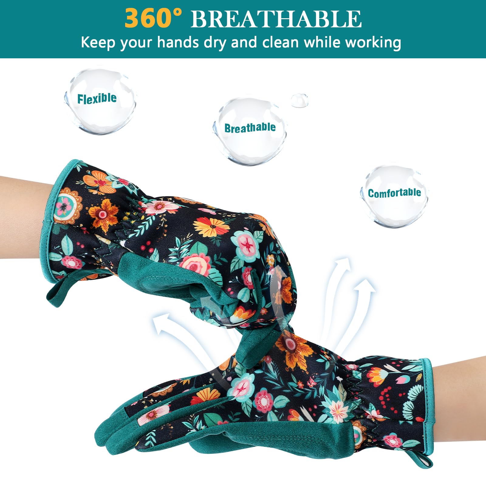Trifabricy Garden Gloves for Women feature elastic wrist for a secure fit.