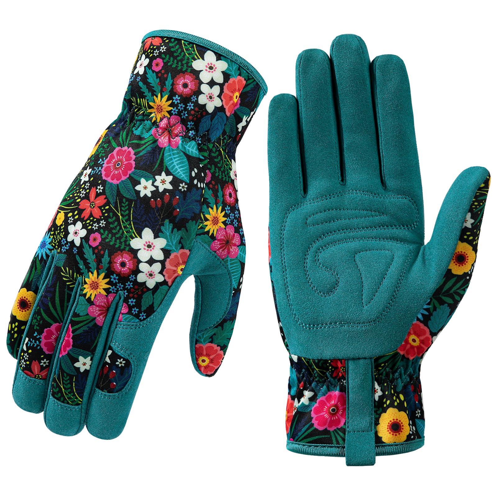 Trifabricy garden gloves for women with floral back design for comfortable pruning and weeding