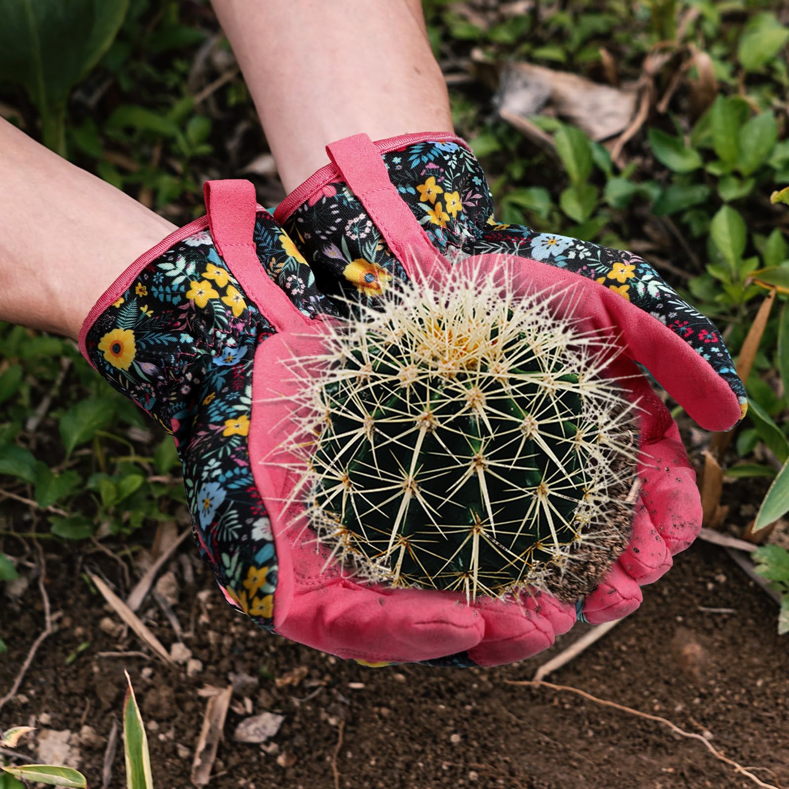 Trifabricy floral back adds style to garden tasks.