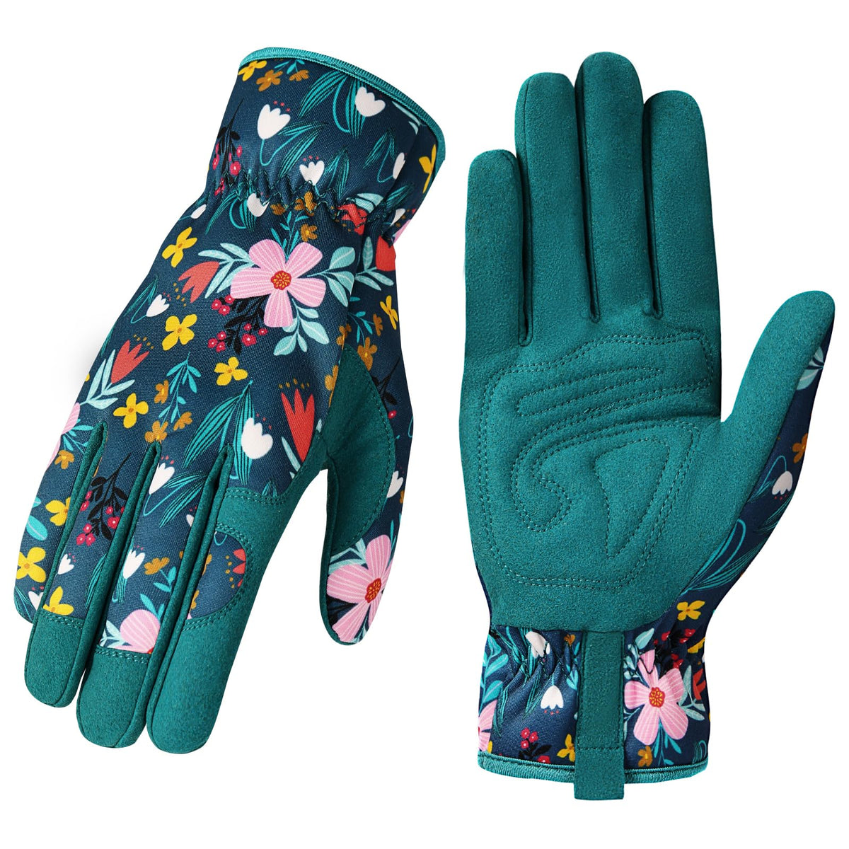 Trifabricy Garden Gloves for Women with pink floral pattern for comfortable weeding