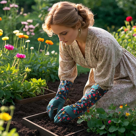 Trifabricy floral design gloves brighten gardening and suit gifting occasions.