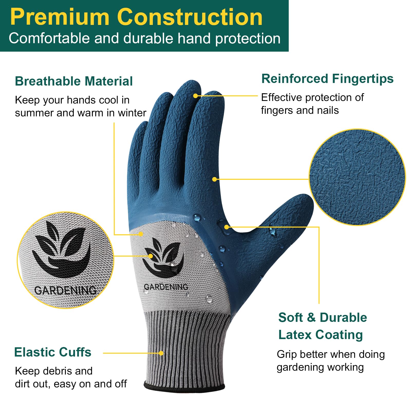 Trifabricy gloves flexible seamless knitting reduces sweating and maximizes dexterity