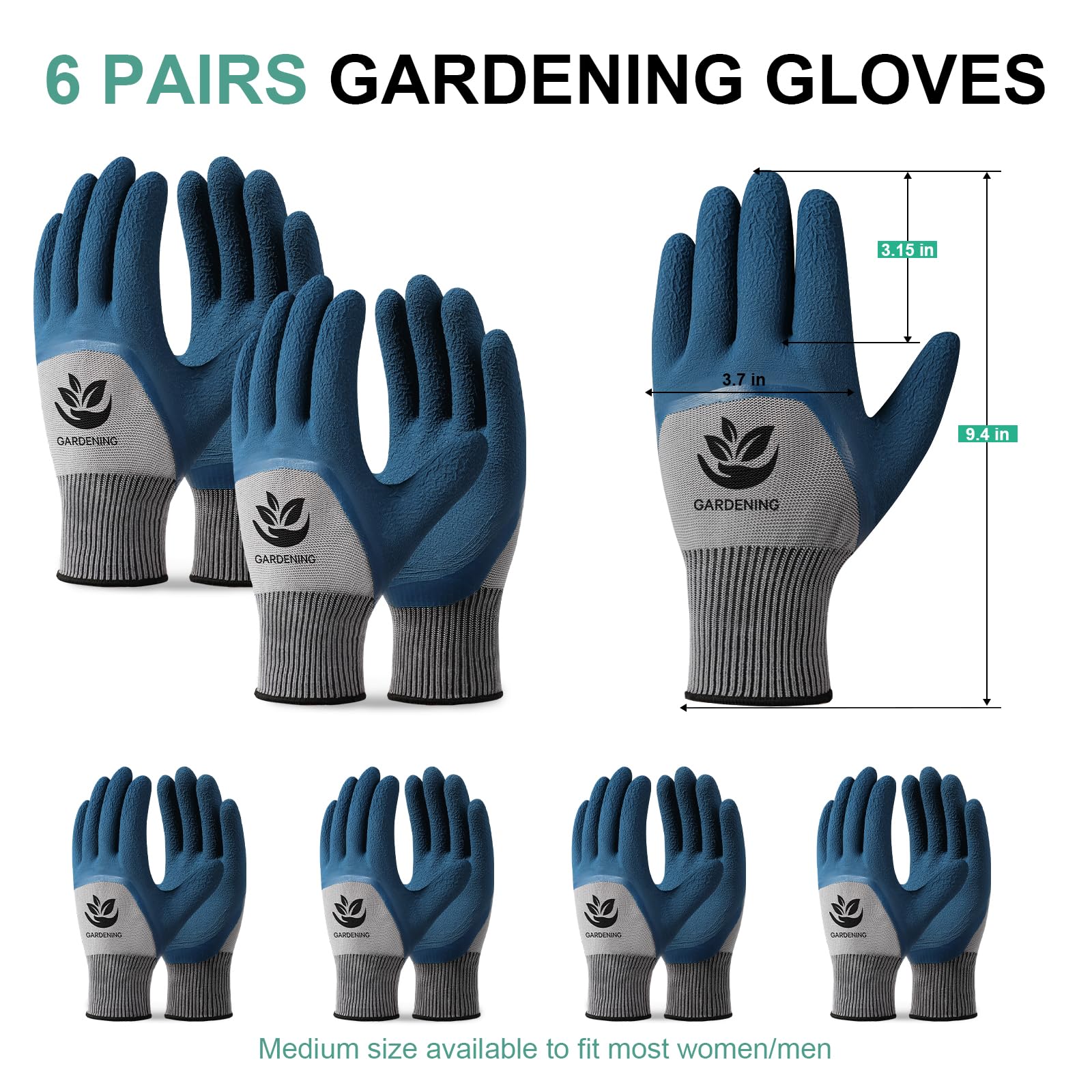 Trifabricy gloves with latex coating provide secure grip for gardening and handling tools