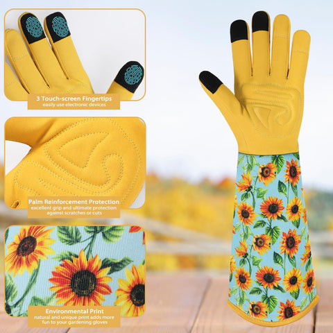 Trifabricy sunflower gloves extended cuffs wrap the forearm for added protection