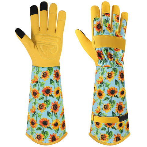 Trifabricy sunflower garden gloves with long sleeves for thorn protection and grip