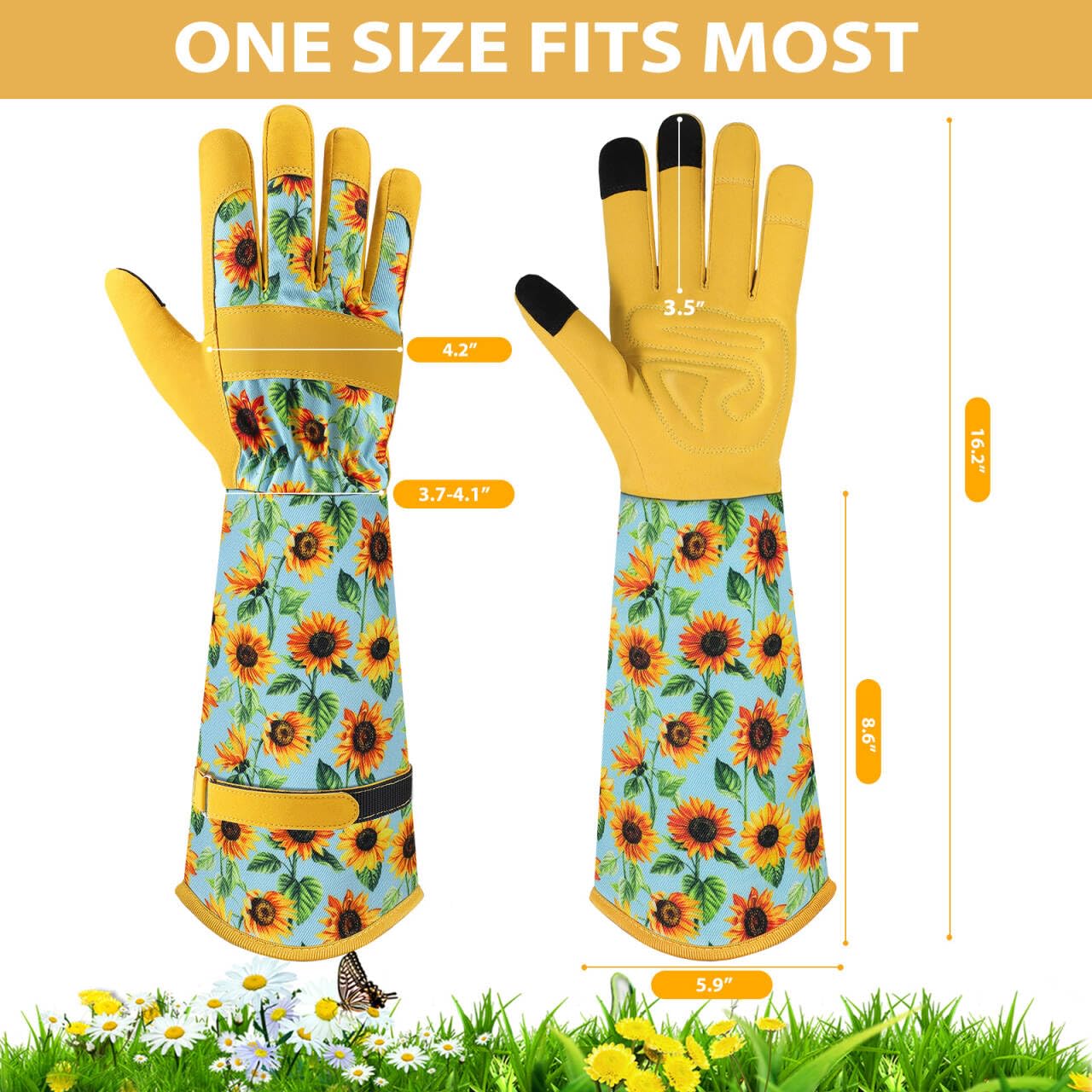Trifabricy garden gloves with reinforced fingertips for thorn-prone tasks