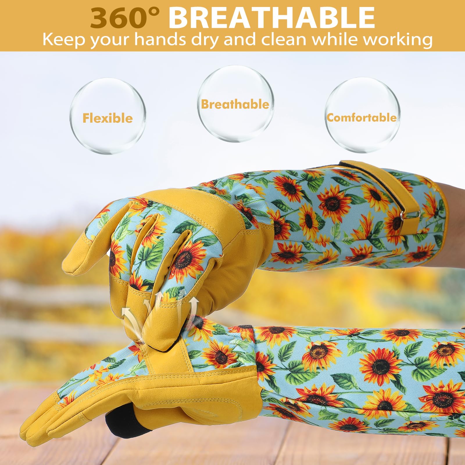 Trifabricy gloves with textured grip for precise handling in the garden