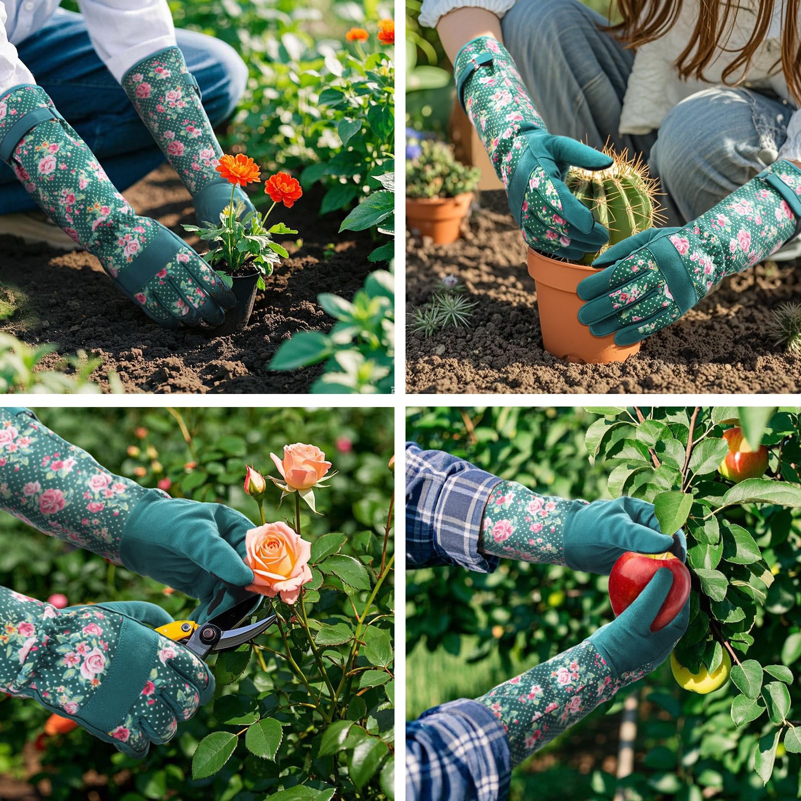 Trifabricy women's garden gloves for weeding and pruning with comfortable fit.