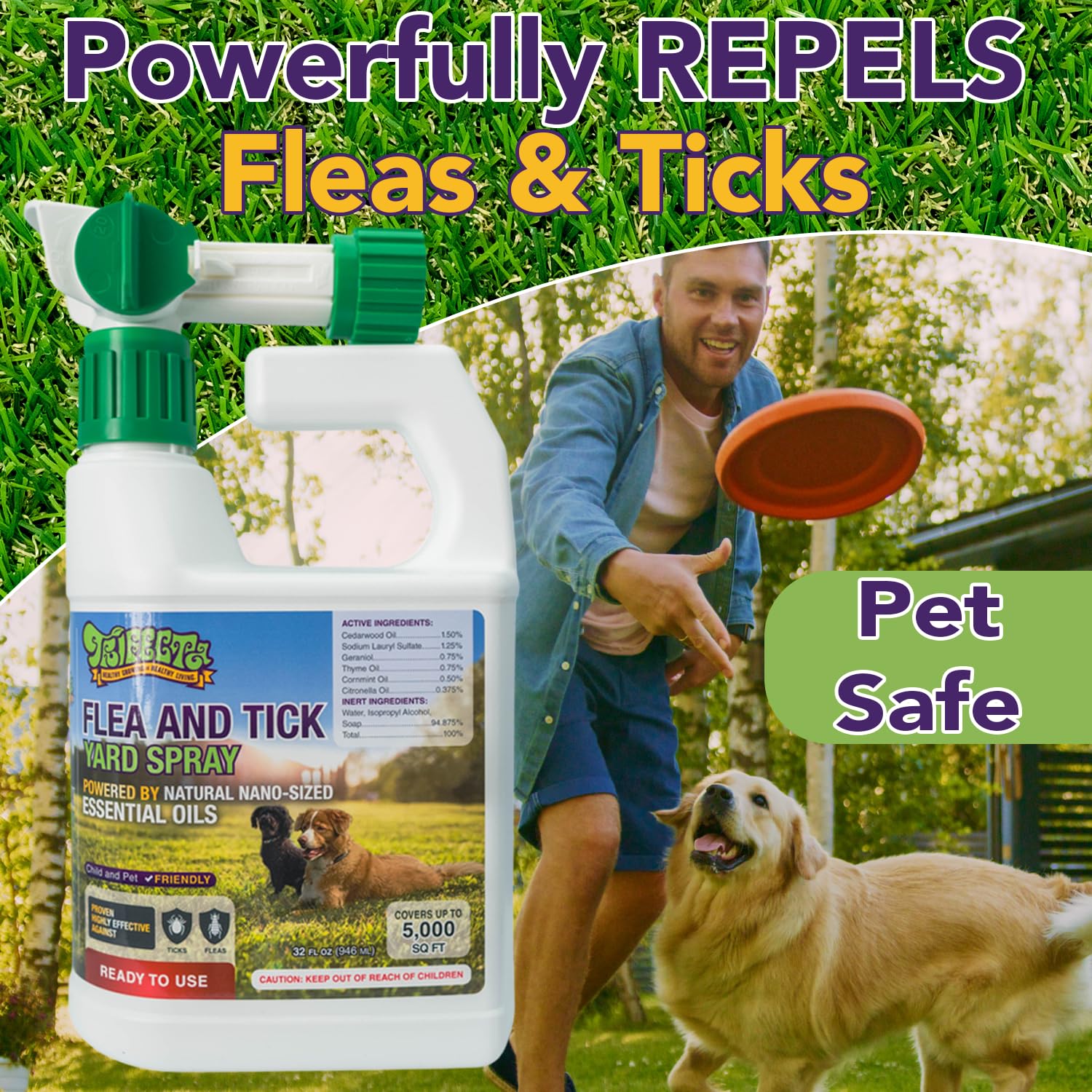 Trifecta family-safe yard spray helps keep play areas pest-free.