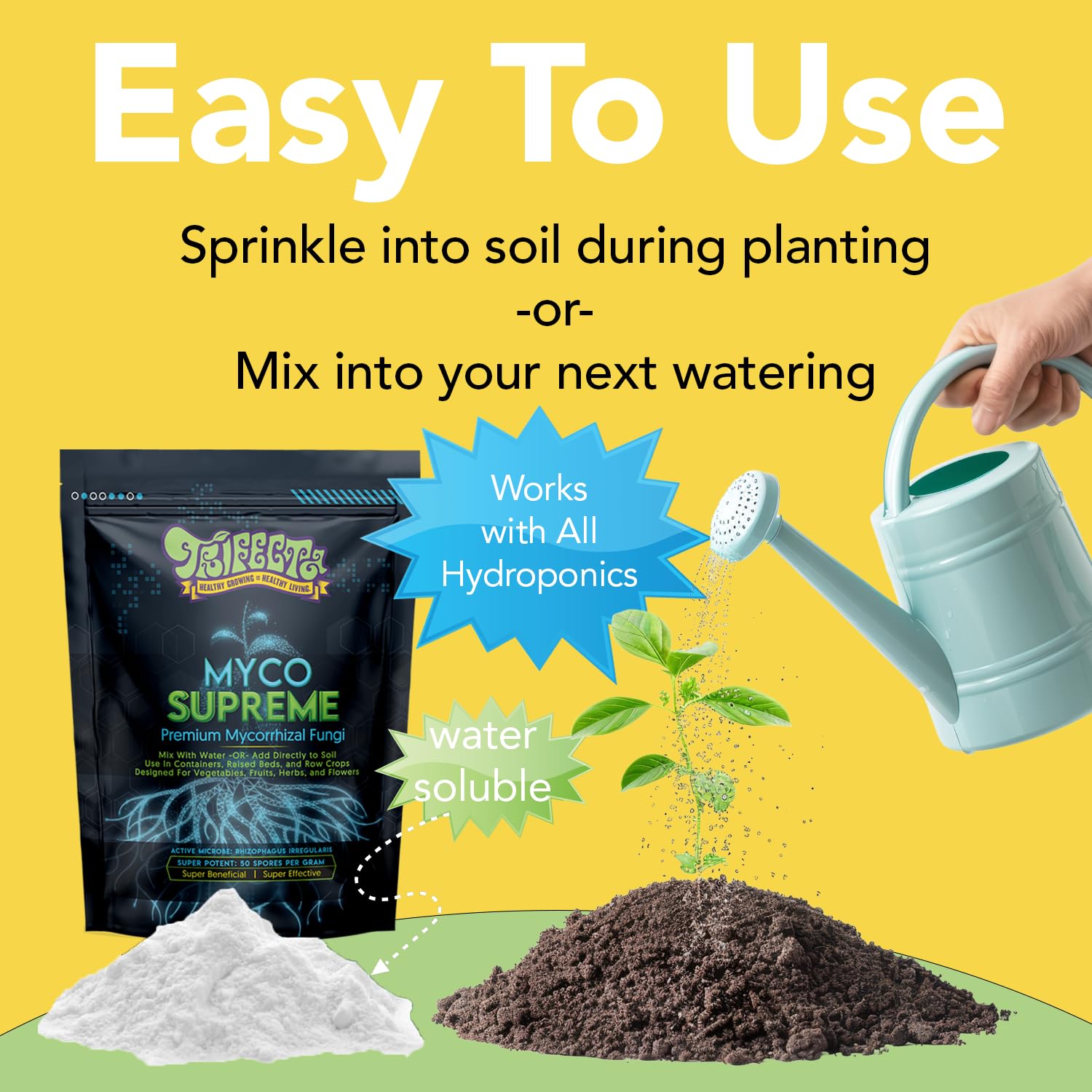 Trifecta Myco Supreme transplant-ready mix reduces stress during transplanting.