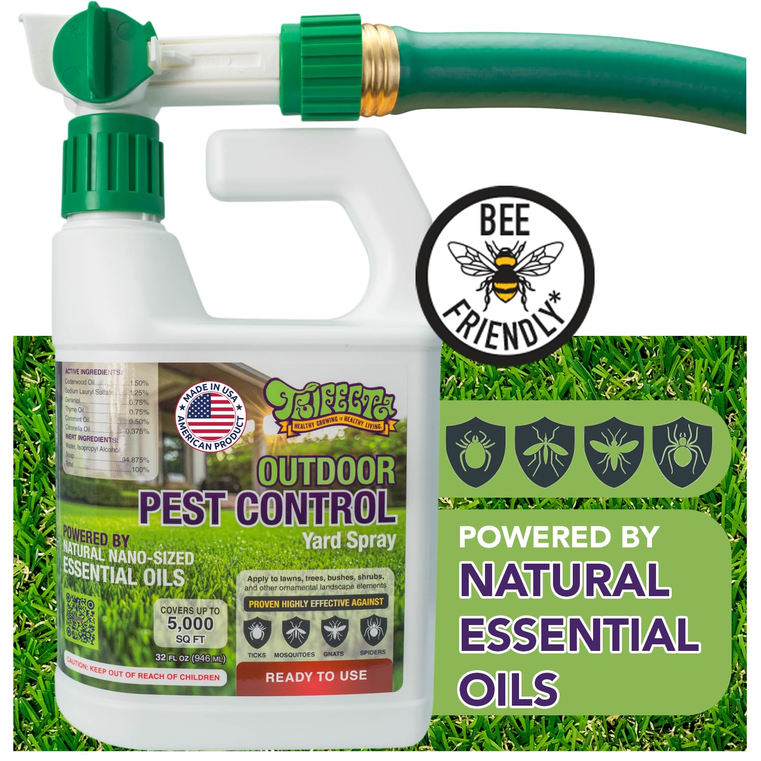 Trifecta Outdoor Pest Control cedarwood oil close-up highlighting natural repellent.