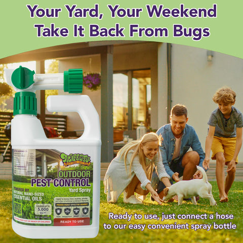 Trifecta Outdoor Pest Control label indicating up to 5,000 sq ft coverage.