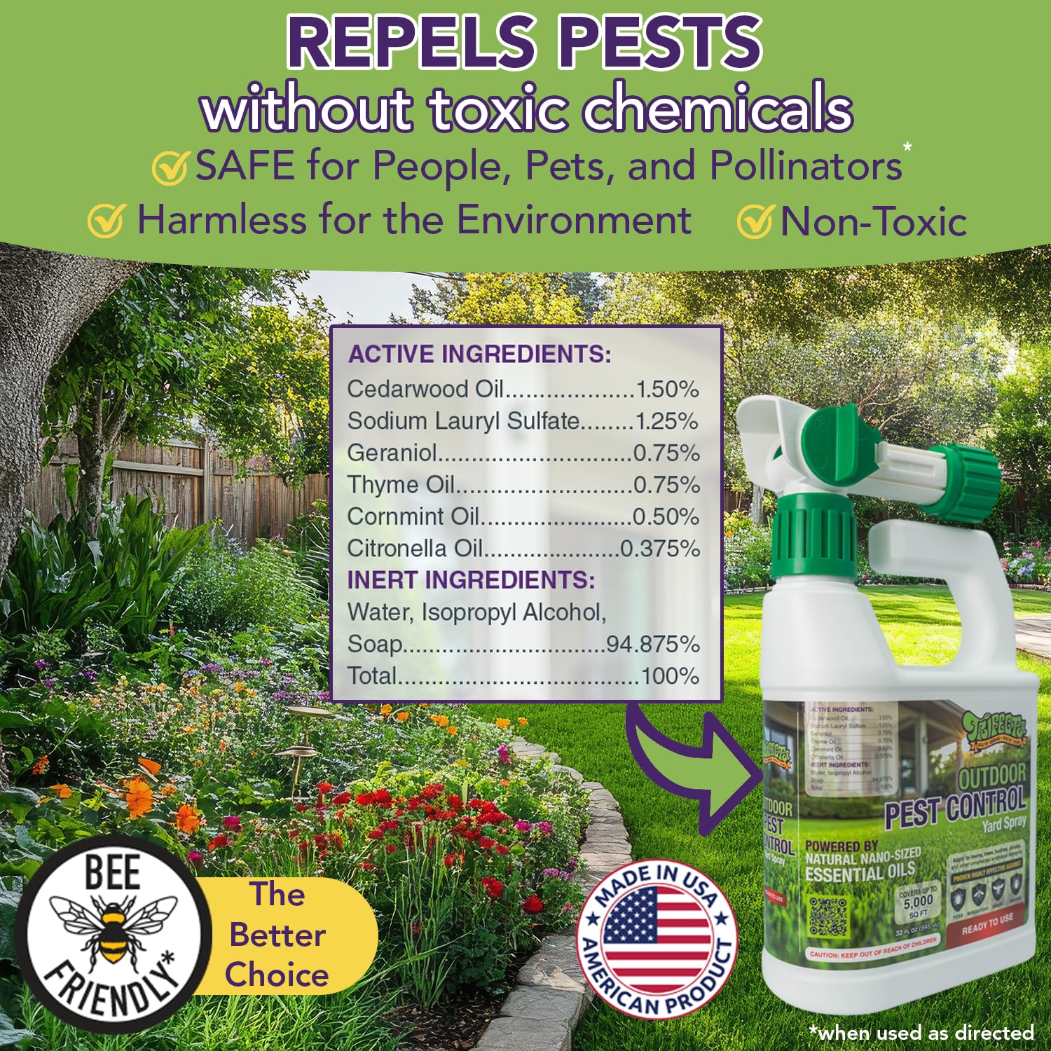 Trifecta Outdoor Pest Control essential oils blend close-up.