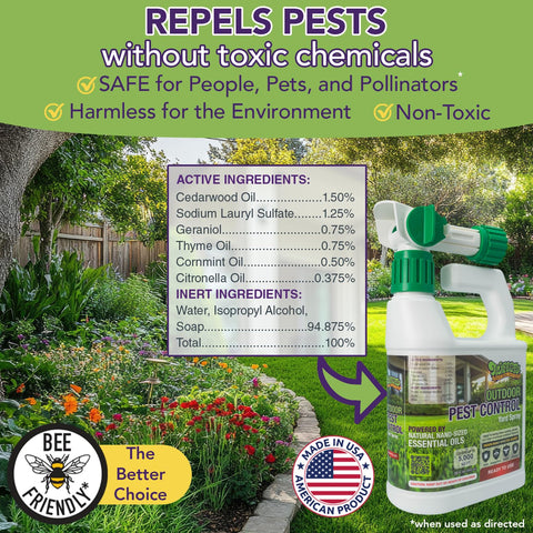 Trifecta Outdoor Pest Control essential oils blend close-up.
