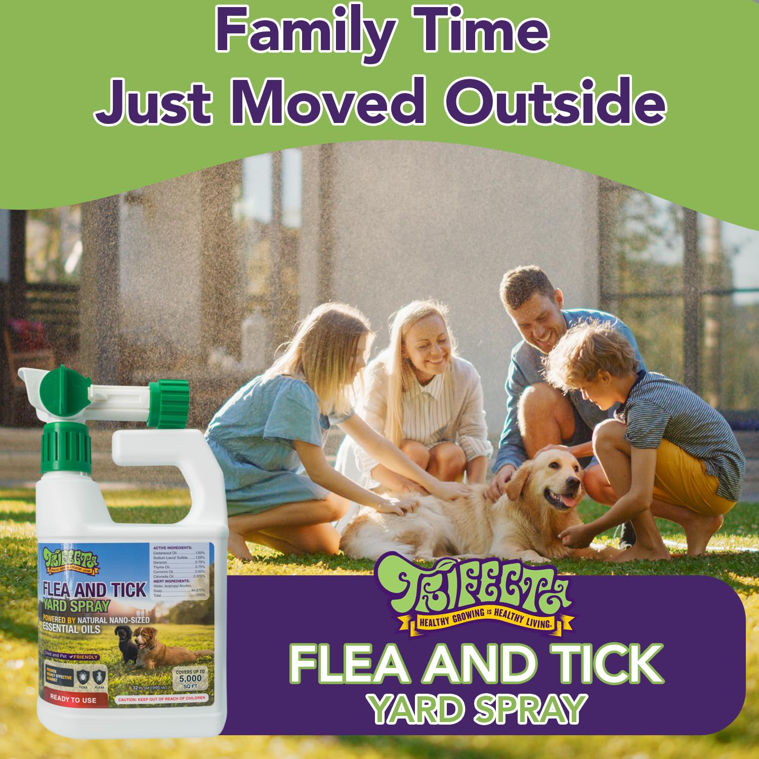 Trifecta yard treatment applied to lawn and patio for pest deterrence.