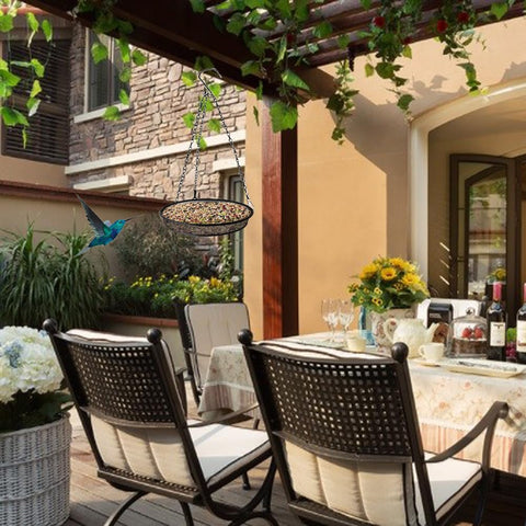 Triflice garden decor bird feeder blends with outdoor spaces