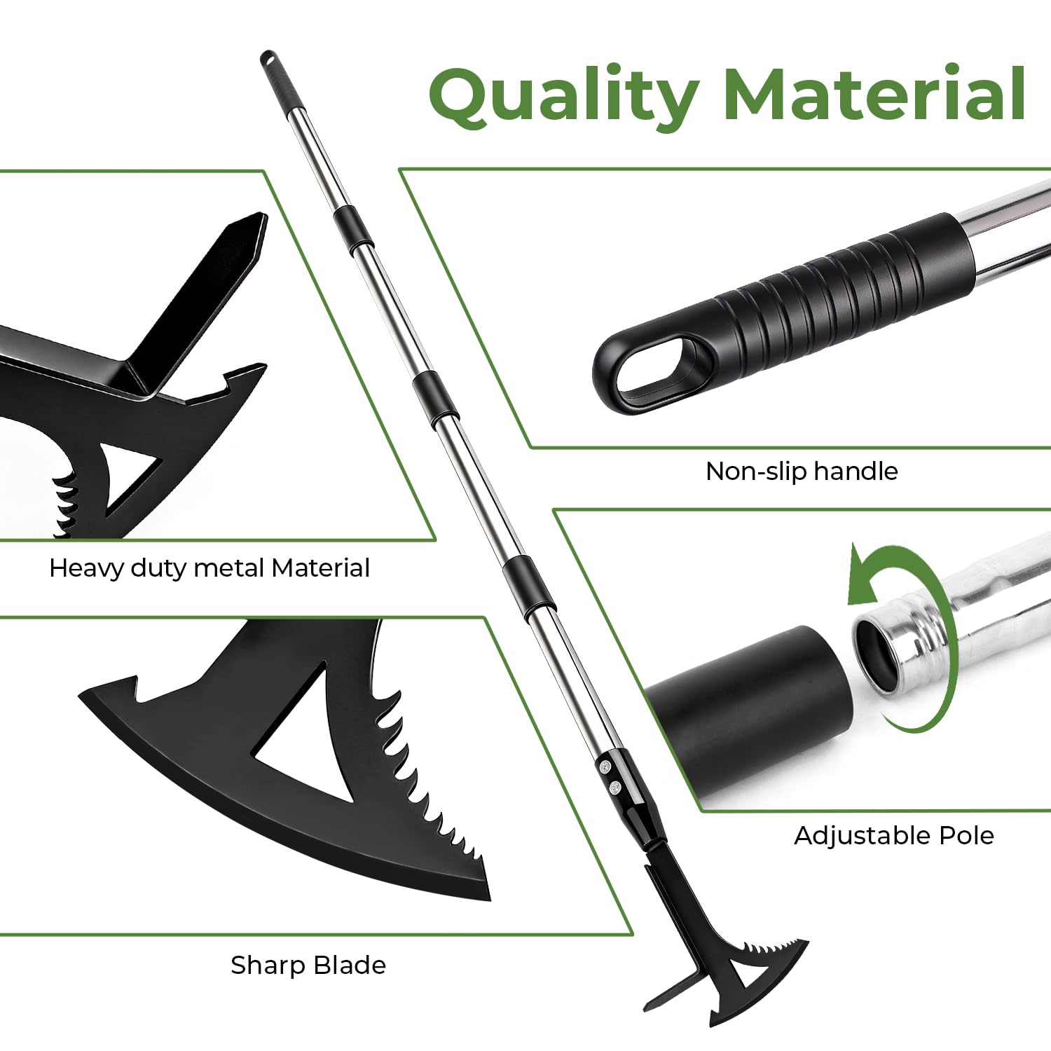 TrigenTeels built-in triangle awl penetrating wider cracks for weed removal.