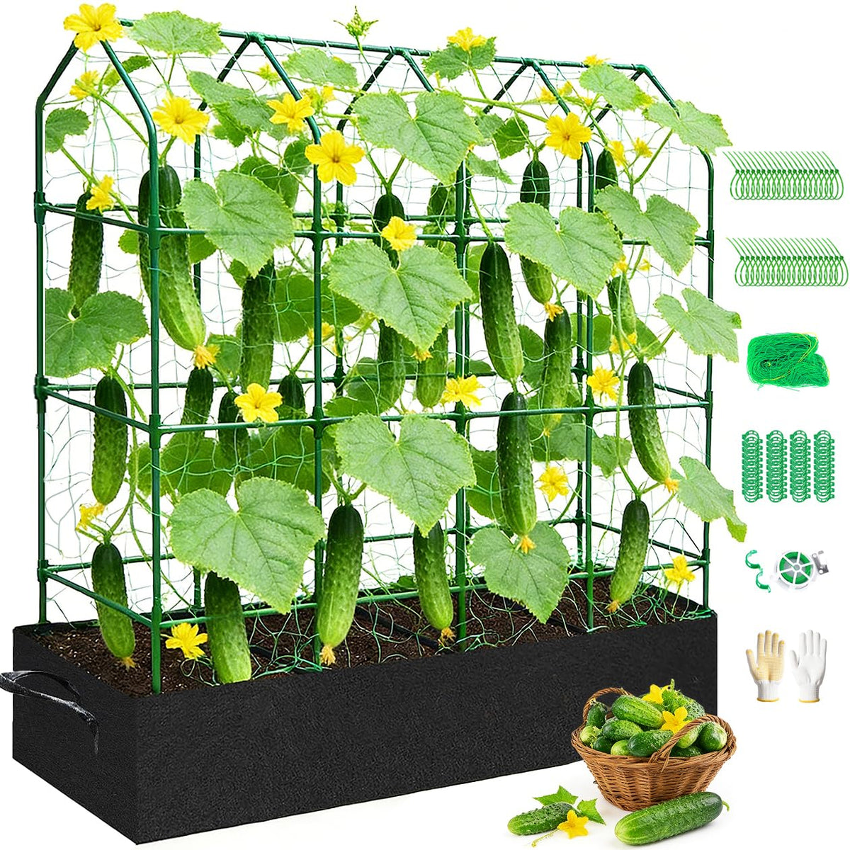 TrigenTeels large cucumber trellis assembled view showing ample space for vigorous climbers.