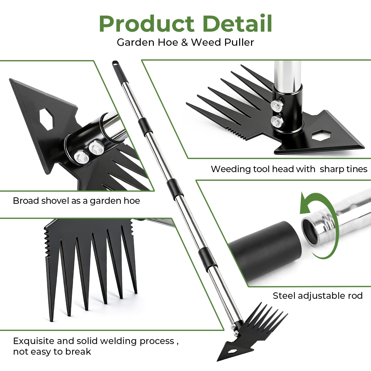 TrigenTeels long-handle-extension-pole provides comfortable reach for gardening tasks.