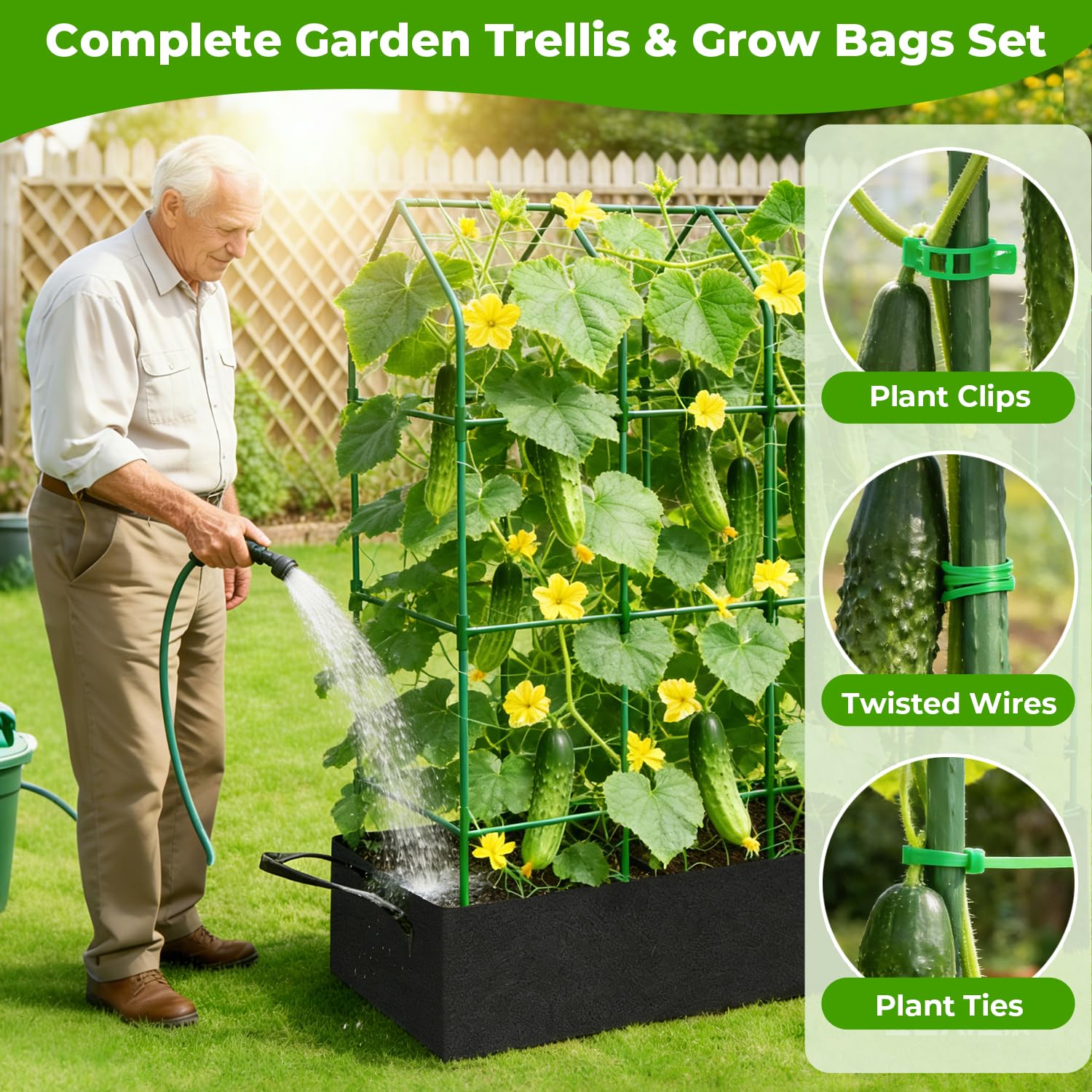 TrigenTeels nonwoven fabric bottom planter promotes drainage and moisture retention.