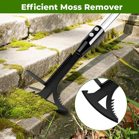 TrigenTeels weeder between pavers with moss removal in a precise, controlled motion.