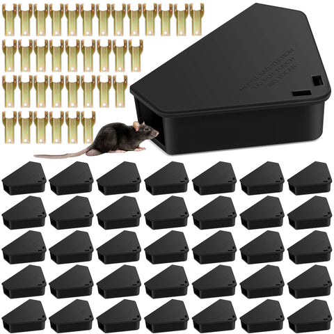 Trihood 36-pack mouse bait stations protect bait outdoors and indoors.