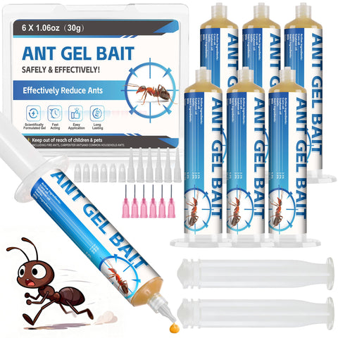 Trihood ant gel set with six tubes and plungers for precise placement in cracks