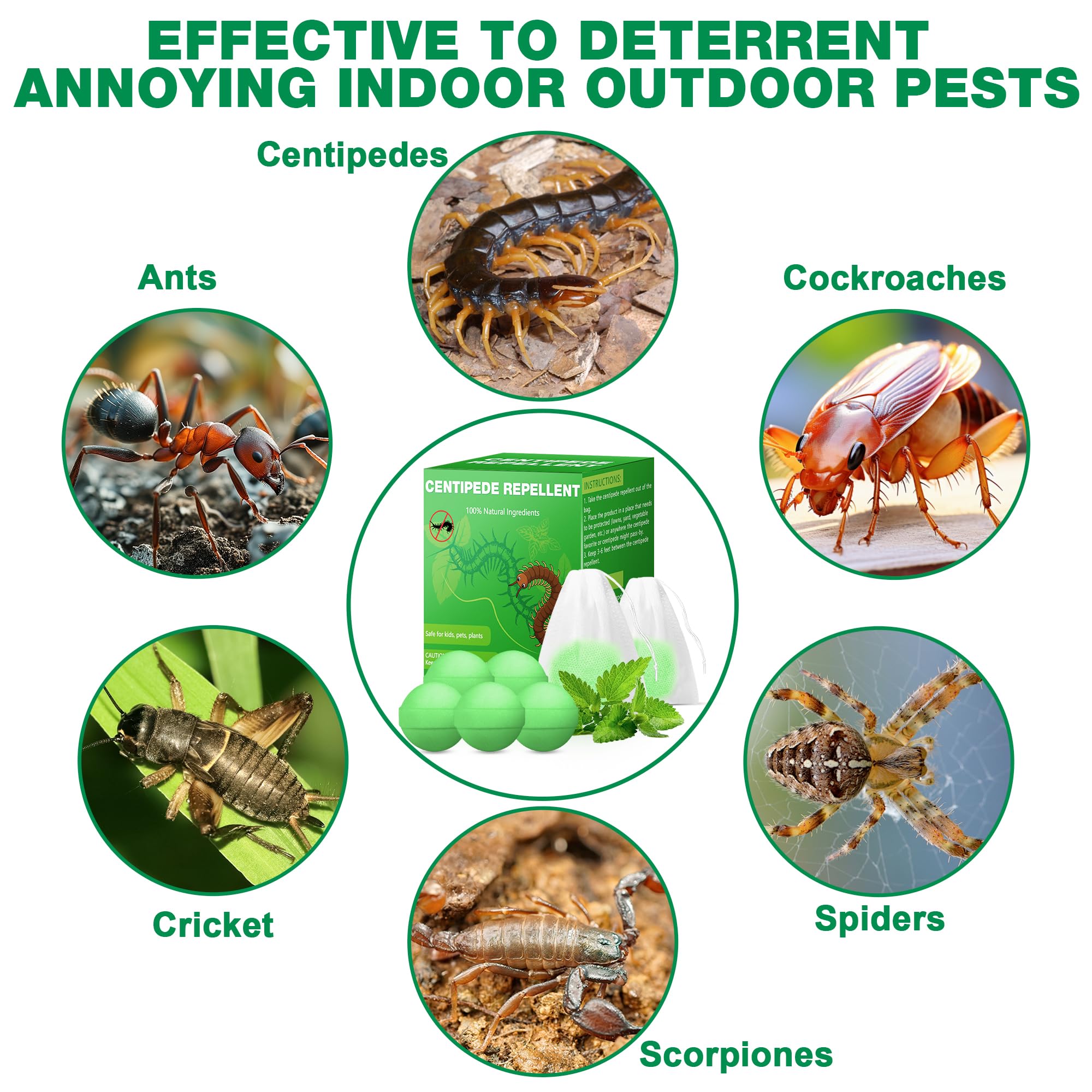 Trihood Centipede Away formulation-label: natural essential oils provide a scent-based deterrent