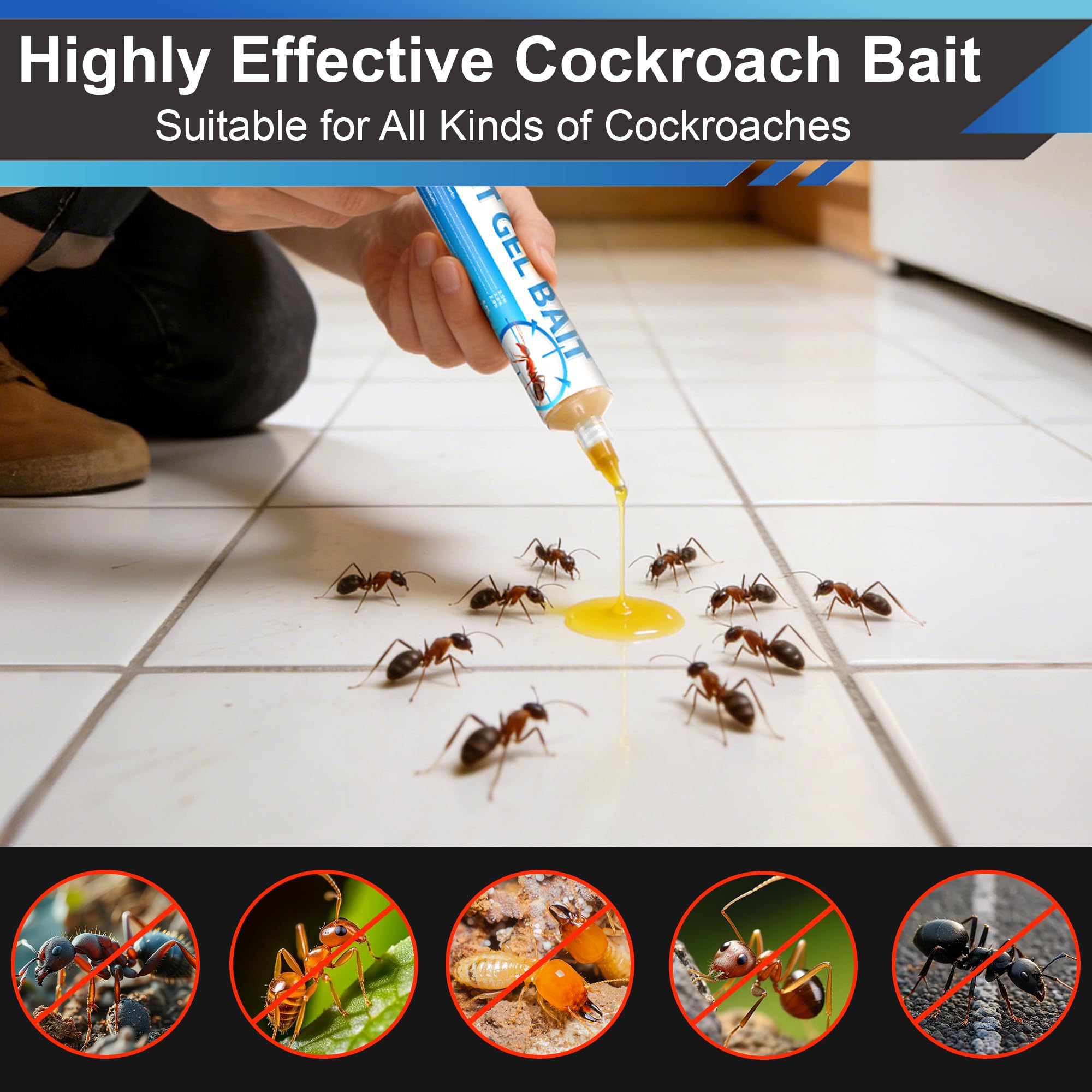 Trihood indoor-outdoor ant gel kit for kitchen and bathroom use