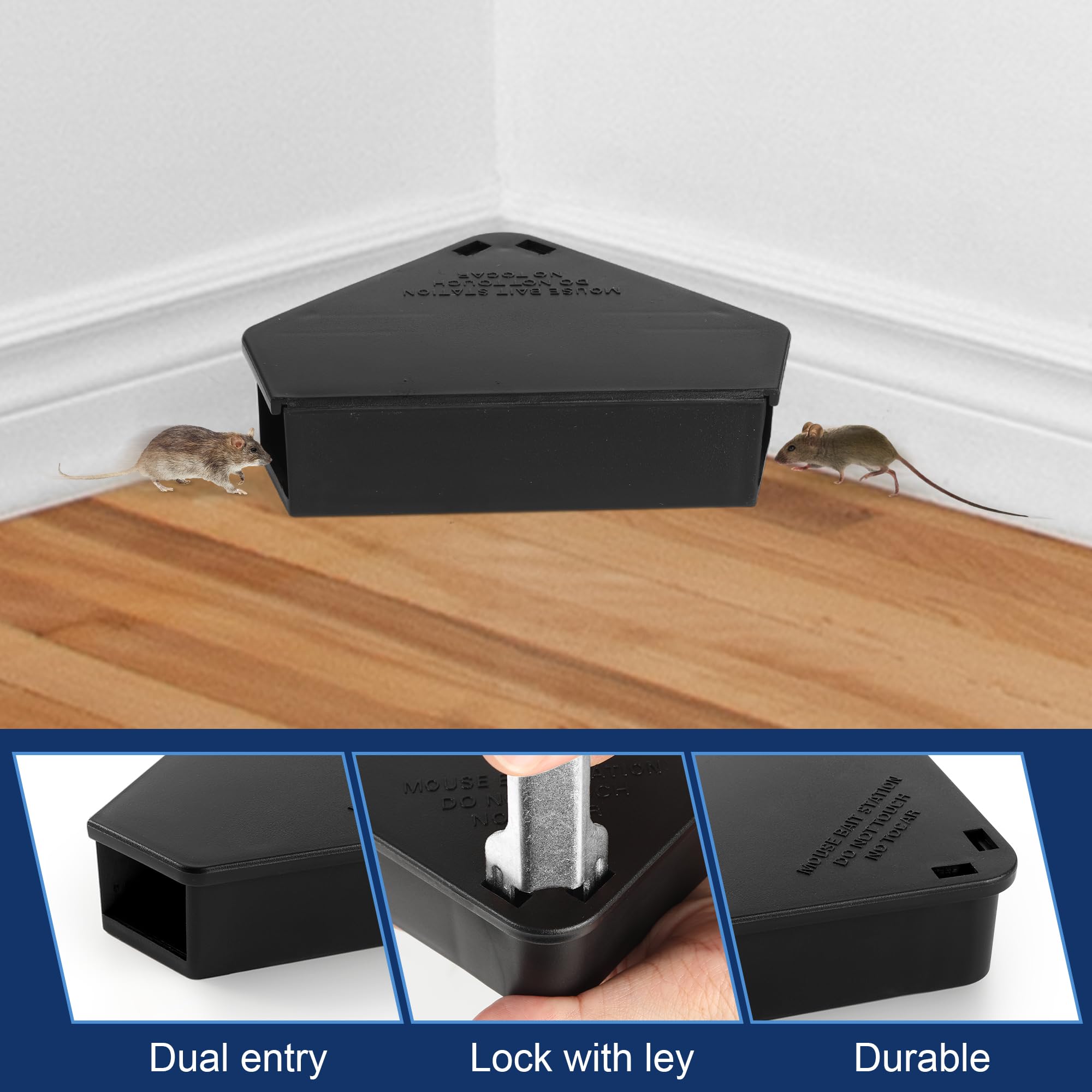 Weatherproof design blends into spaces while keeping bait protected