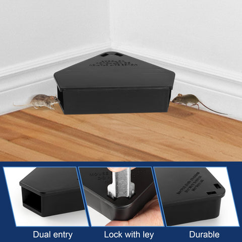 Weatherproof design blends into spaces while keeping bait protected