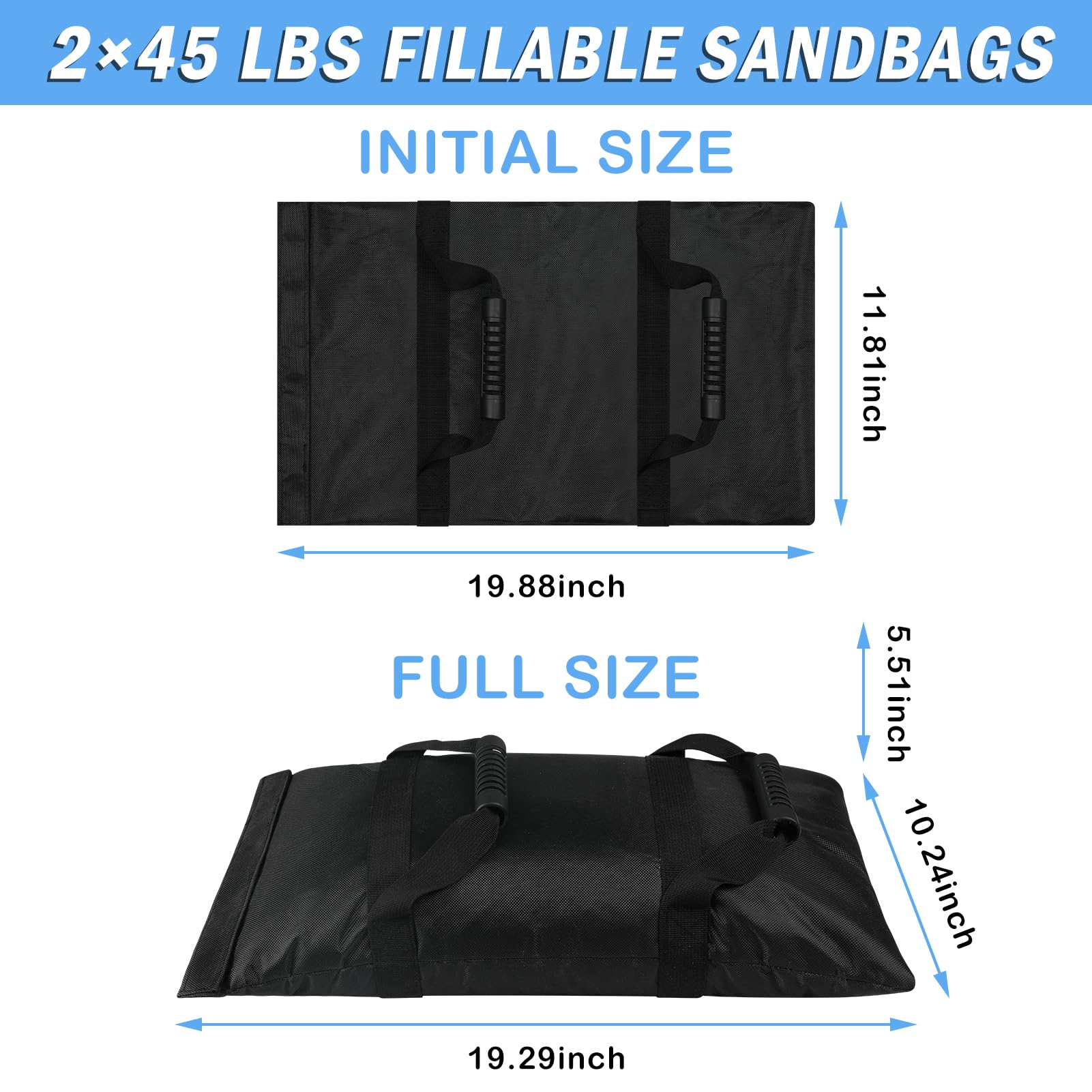 TRINKA fillable sandbags with spill-resistant Velcro closure for secure filling.