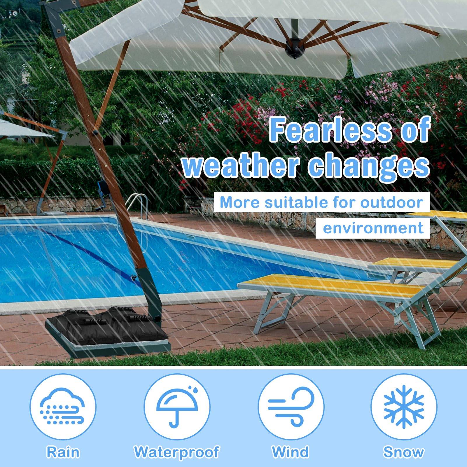 TRINKA universal weights suit patio bases, trampolines, and outdoor furniture.