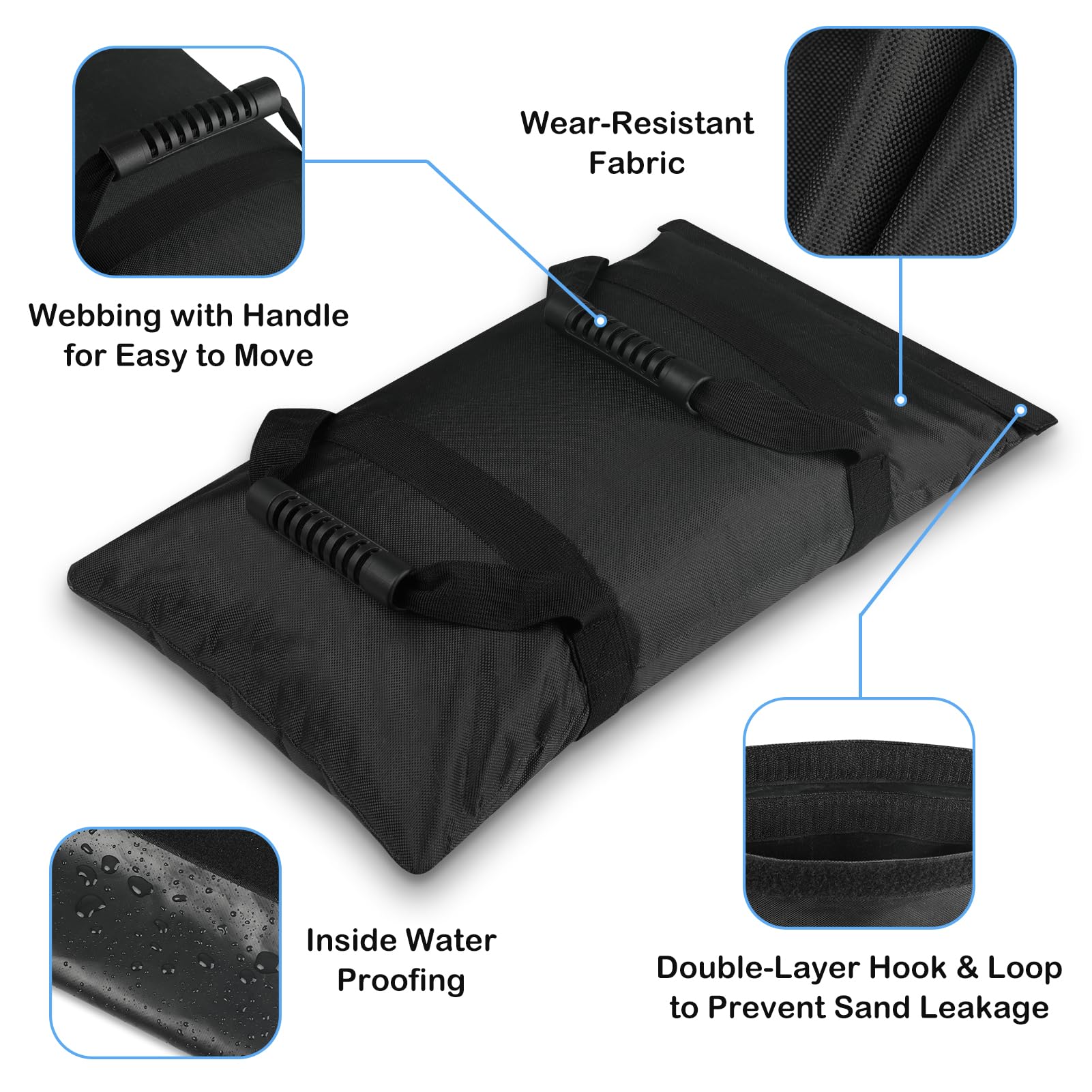 TRINKA sandbags feature sturdy handles for easy transport and placement.
